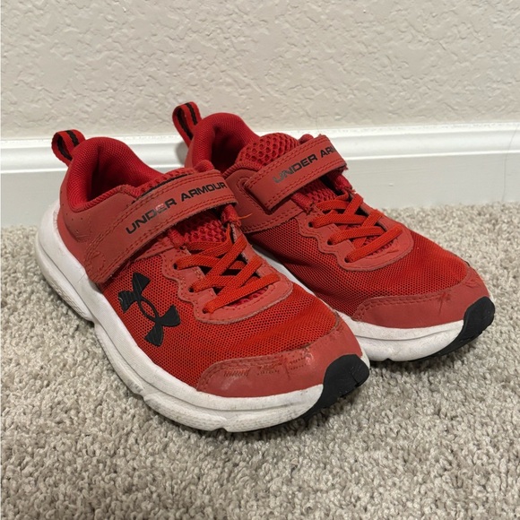Under Armour Other - Under Armour Assert Red Sneakers with Velcro Strap